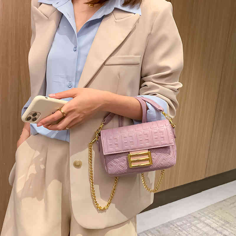 

Purse Mini new Signature women's bag sling Shoulder Messenger portable soft texture chain Staff Bag, Purple small spot;lightning delivery