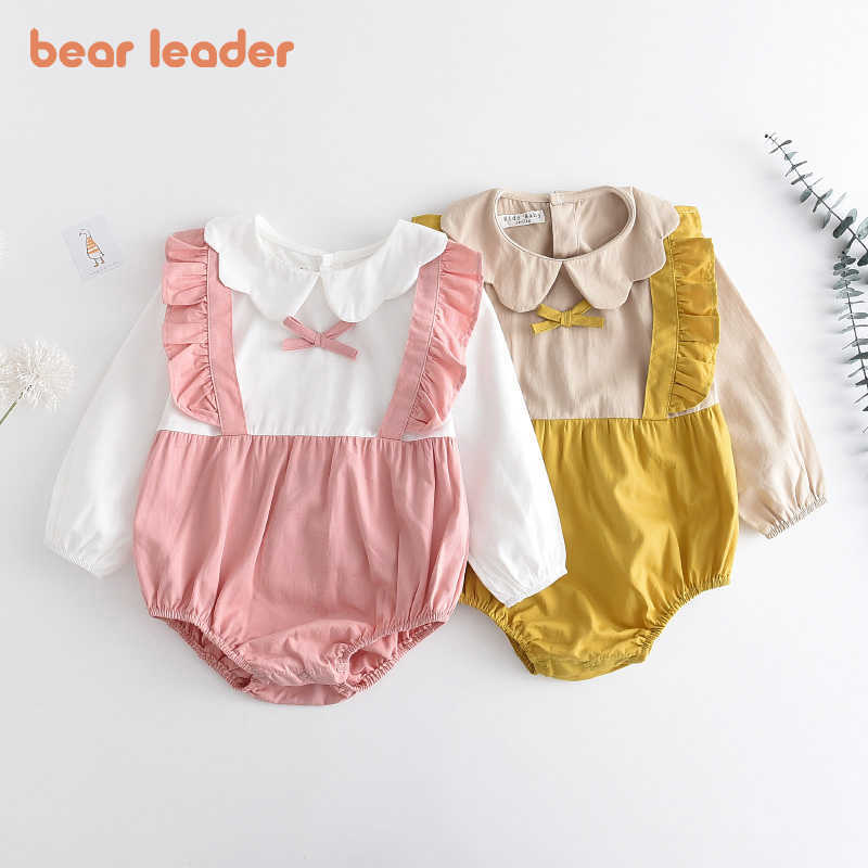 

Bear Leader Toddler Baby Spring Casual Rompers Cute Baby Contrast Color Bodysuits born Girls Bowtie Clothing 0-2 Years 210708, Ah4314 blue