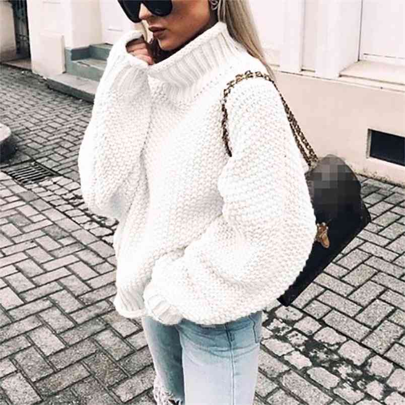 

Turtleneck Knitted Sweater Women Pullover Tops Autumn Winter Batwing Sleeve Pull Femme Jumpers sueter mujer col roul femme 210604, Khaki
