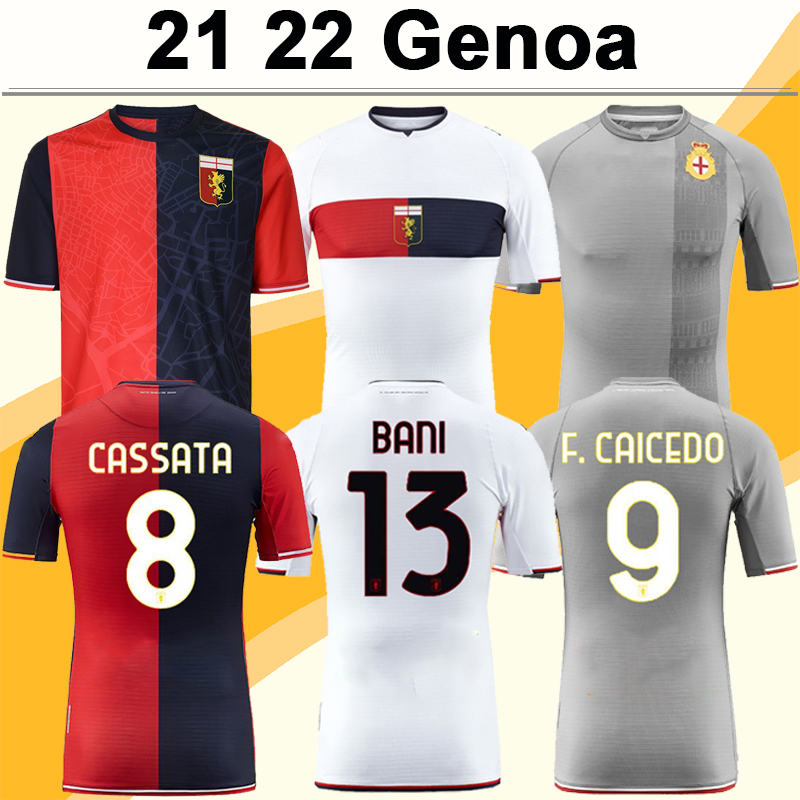 

21 22 Genoa CFC Mens Soccer Jerseys P. CAICEDO J. VASQUEZ PANDEV CRISCITO DESTRO EKUBAN Home Away 3rd BUKSA CAMBIASO Football Shirt Uniforms, Qm4967 21 22 away ser.e a patch