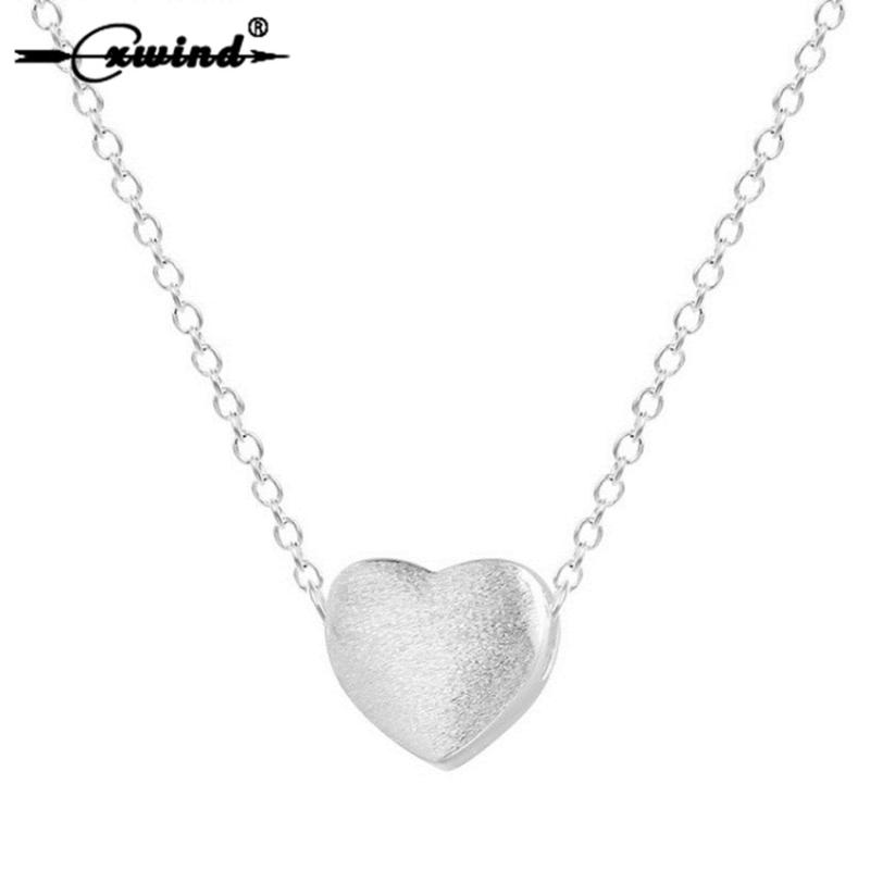 

Chokers Cxwind Lovely Necklace For Women Silver Jewelry Fashion Heart Pendants & Necklaces Collares Maxi Choker Charms Wedding Party, Golden;silver