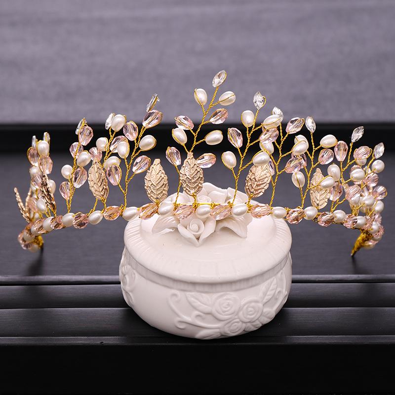 

Hair Clips & Barrettes Wedding Accessories Trendy Gold Tiara Crystal Pearl Headband Handmade Bridal Headpiece Hairband Jewelry, Golden;silver