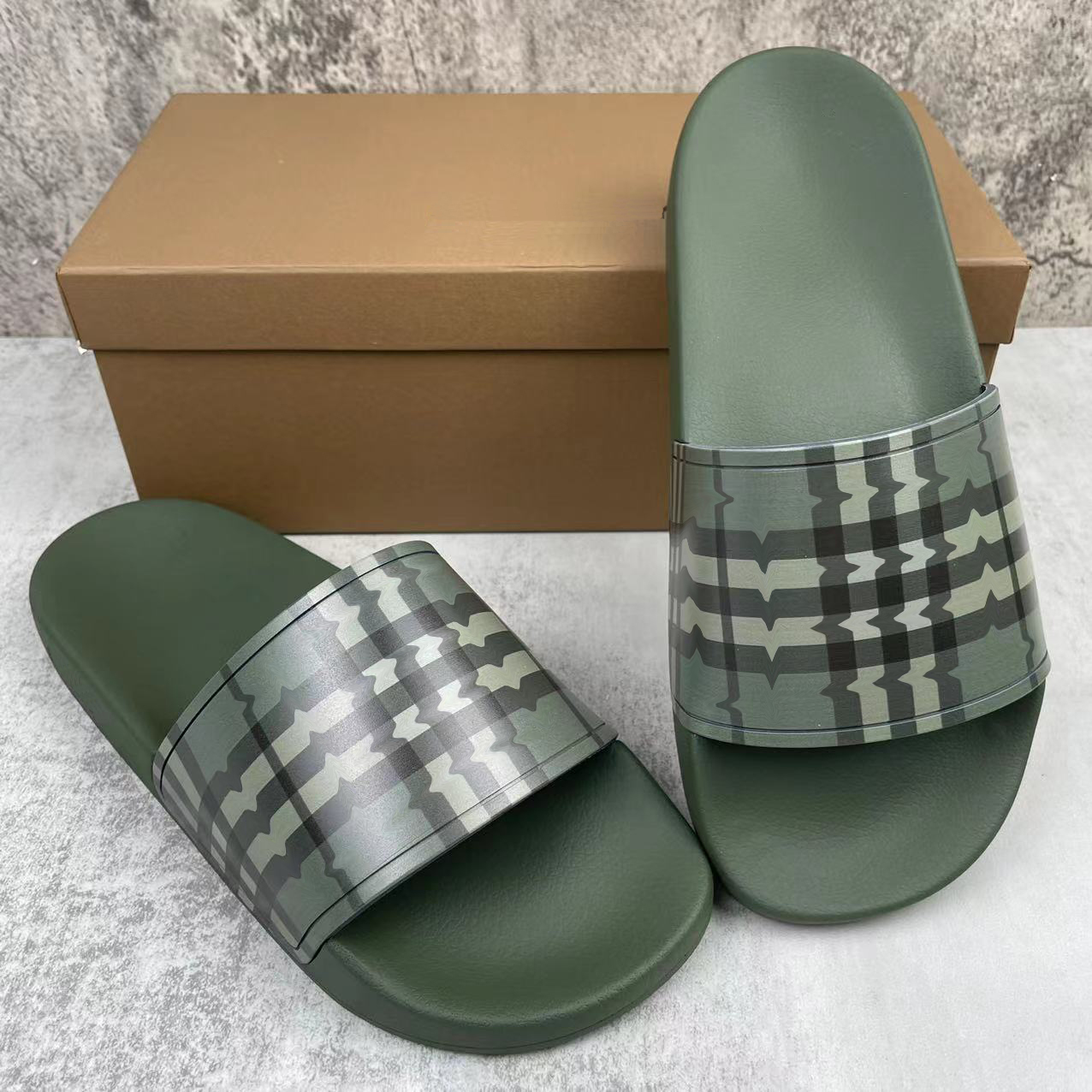 

Top Quality Mens Womens Slippers Three-dimensional Font Shoes Slide Summer Fashion Wide Flat Sandals Flip Flop With Box Size 36-46