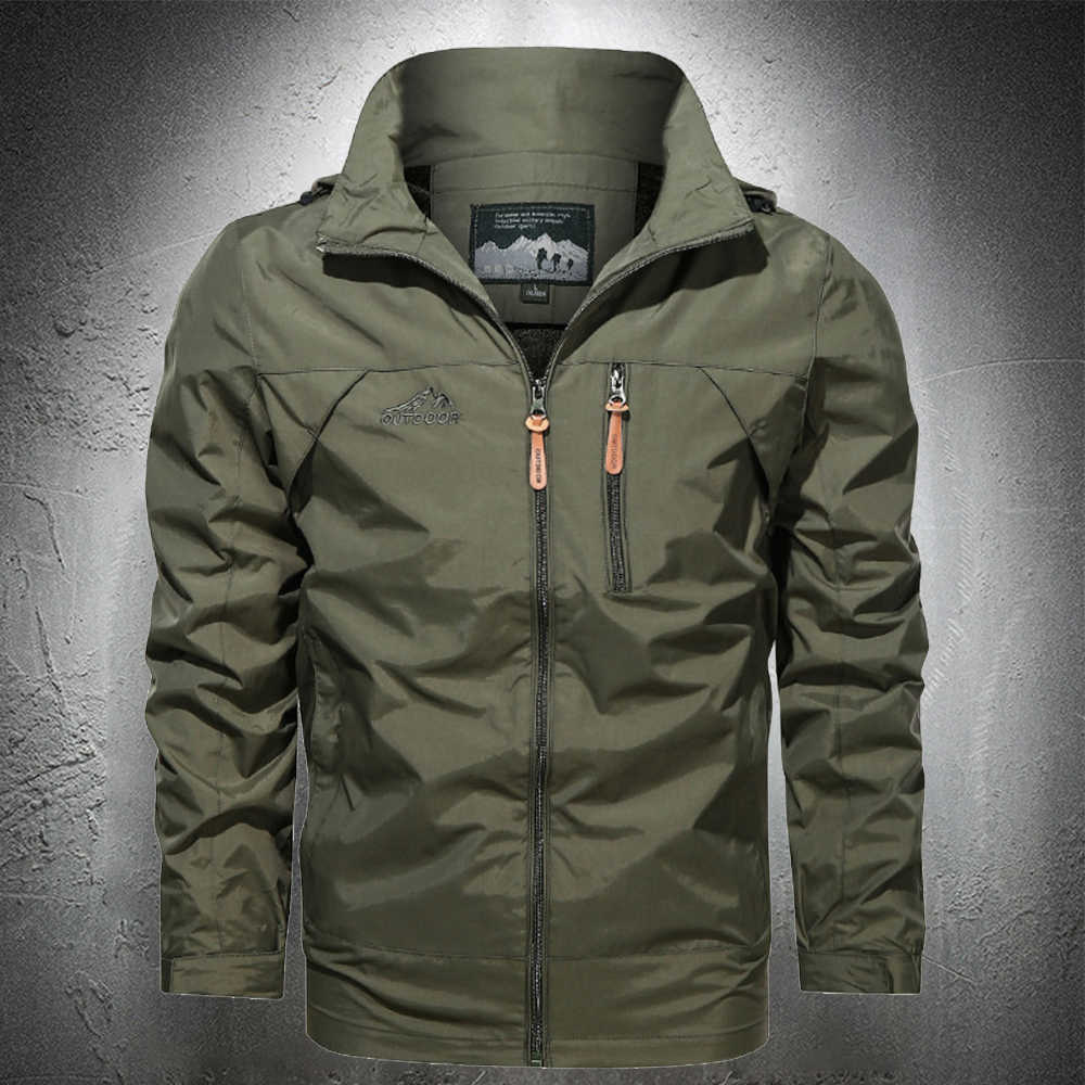 

Mens Clothing Spring Outwear Windbreaker Military Jacket Stand Collar Mens Casual Coat Outdoor Jacket Tactical Coat Fashion Men X0621, Khaki