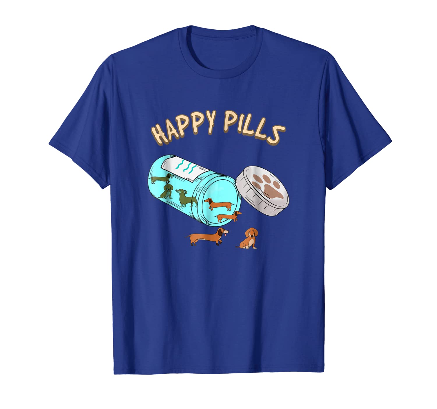 

happy pills dachshund shirt, dog lover gift t-shirt, White;black