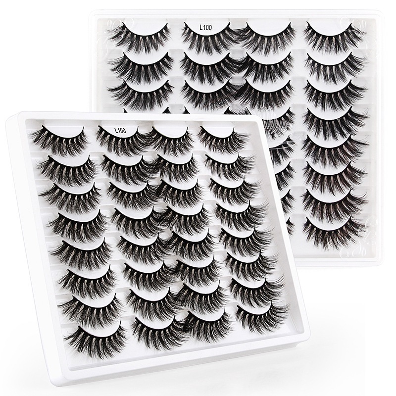 Thick Natural Curly 16 Pairs Mink False Eyelashes Set Soft & Vivid Reusable Hand Made Multilayer 3D Fake Lashes Messy Crisscross Eyes Makeup Acce-image-468734180