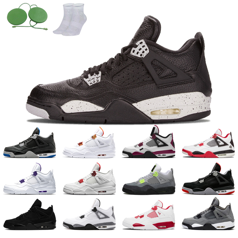 

4s man basketball shoes cool fashion color Black Cat court purple University Red Neon bred Motorsport orange metallic dark White Cement Grey Fire oreo Pine
