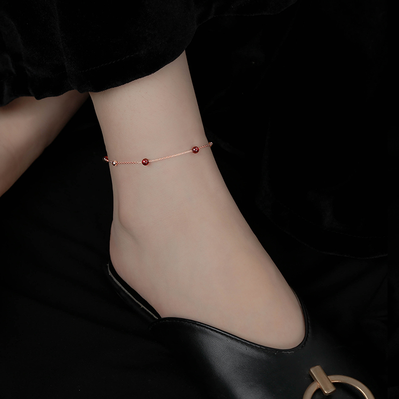Garnet Anklets Female Paragraph A Children Personality Fashion Web Celebrity Don&#039;t Rub Off Top Fashion Products-image-709575079