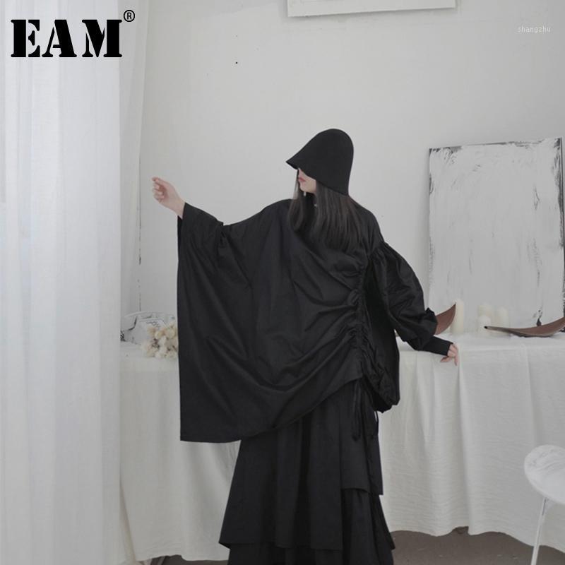 

Women's Blouses & Shirts Women's [] Women Drawstring Asymmetrical Big Size Blouse Stand Collar Long Sleeve Loose Fit Shirt Fashion Spri, Black
