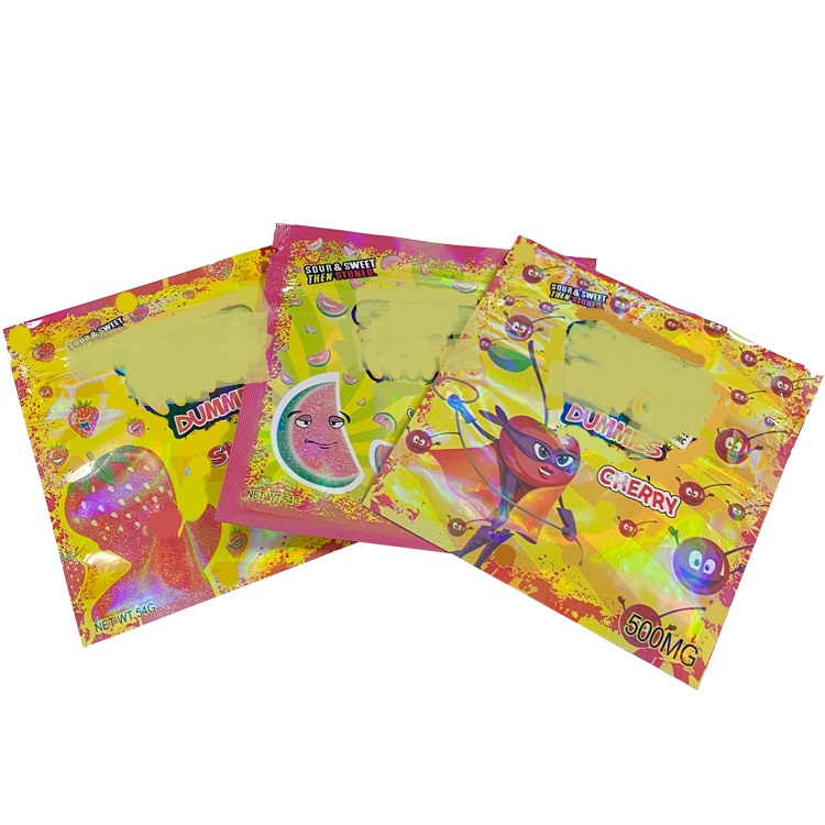 

stoner patch sour gummie edible packaging bags zipper smell proof resealable original strawberry cherry gummi edibles mylar package cd