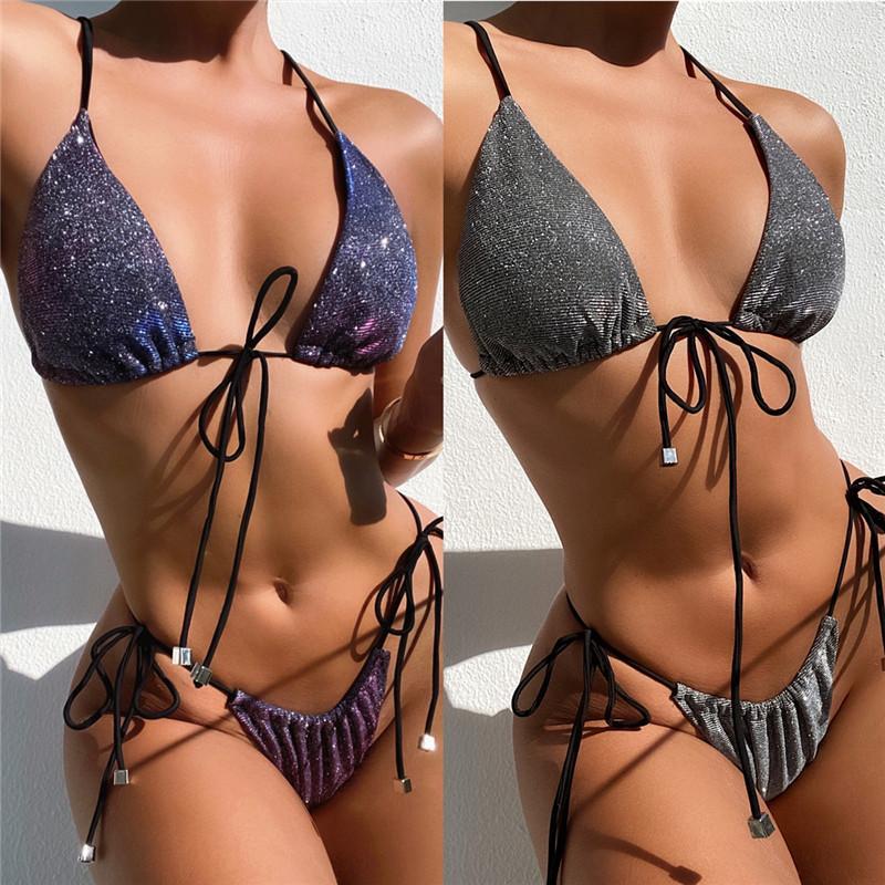 

Woman Women Sexy Bikini Sets Summer Strapless High Waist Bling Bandage Tankinis Swimsuits Fashion Beachwear for, White;black