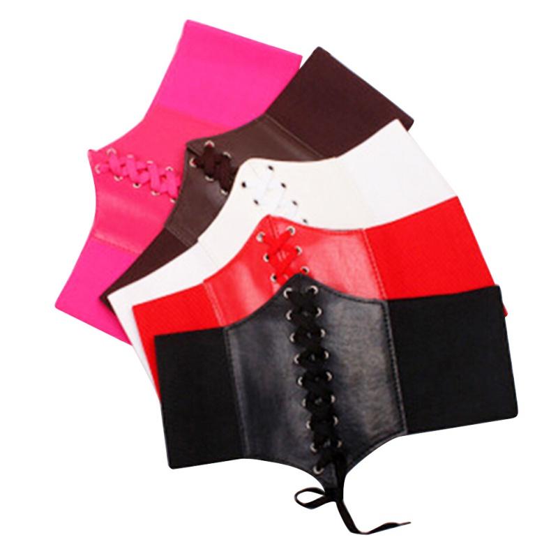 

Women's Shapers Sexy Women PU Leather Body Shaper Lace Up Trainer Waist Cincher Corset Shapewear 2021, Pink