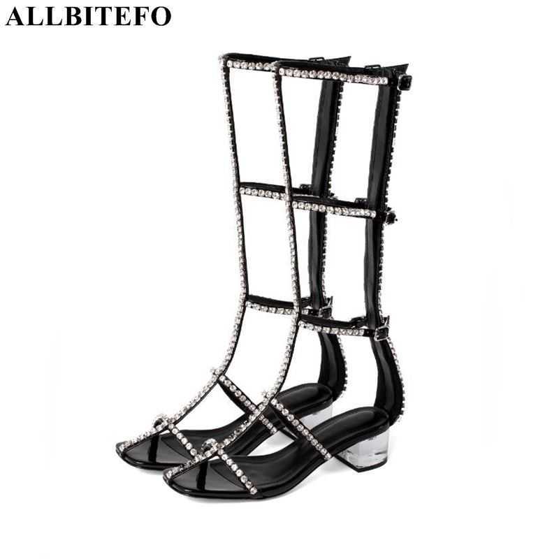 

ALLBITEFO crystal heels thick heels wedding women shoes high quality summer women sandals sandalias del verano des sandales 210611, As picture