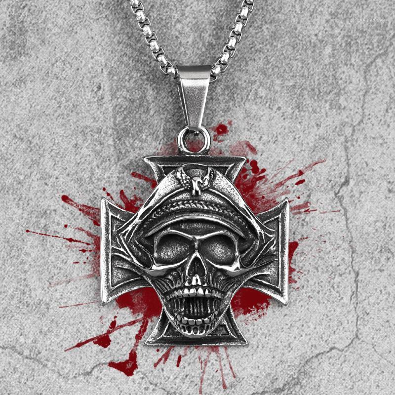 

Chains Military Badge Officer Skull Stainless Steel Men Necklaces Pendants Chain Punk Gothic For Male Jewelry Creativity Gift Wholesale