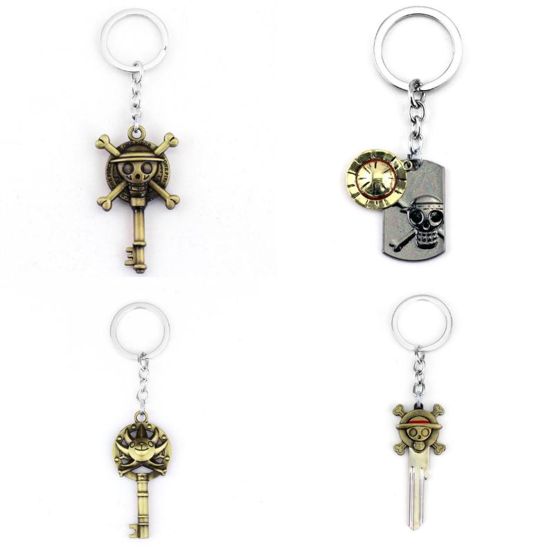 

Keychains One Piece Keychain Metal Pendant Key Chain Ring Luffy Pirate Skull Figure Jewelry Men Toy Accessories Keyring Onepiece Logo