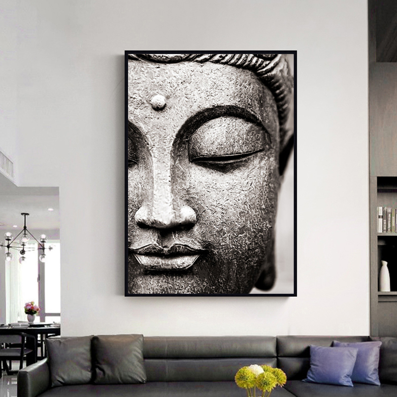 

Modern Decorative Canvas Paintings Grey  With Half Face Art Wall Pictures For Living Room Posters Prints Pictures Unframed
