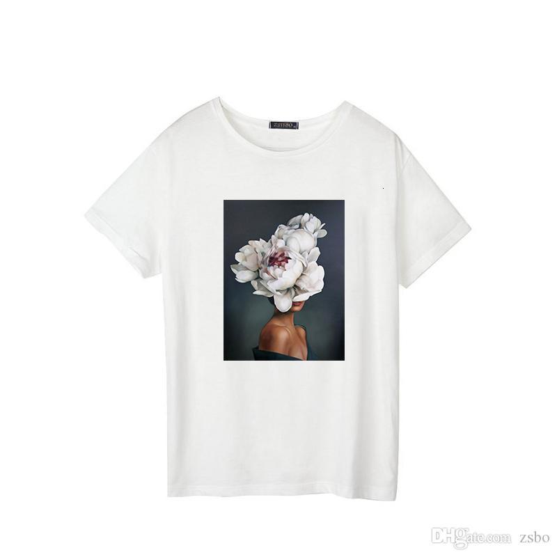 

Women' T-Shirt Summer aesthetic T-shirt sexy flower printing Harajuku short-sleeved shirt fashion casual women, Bai01