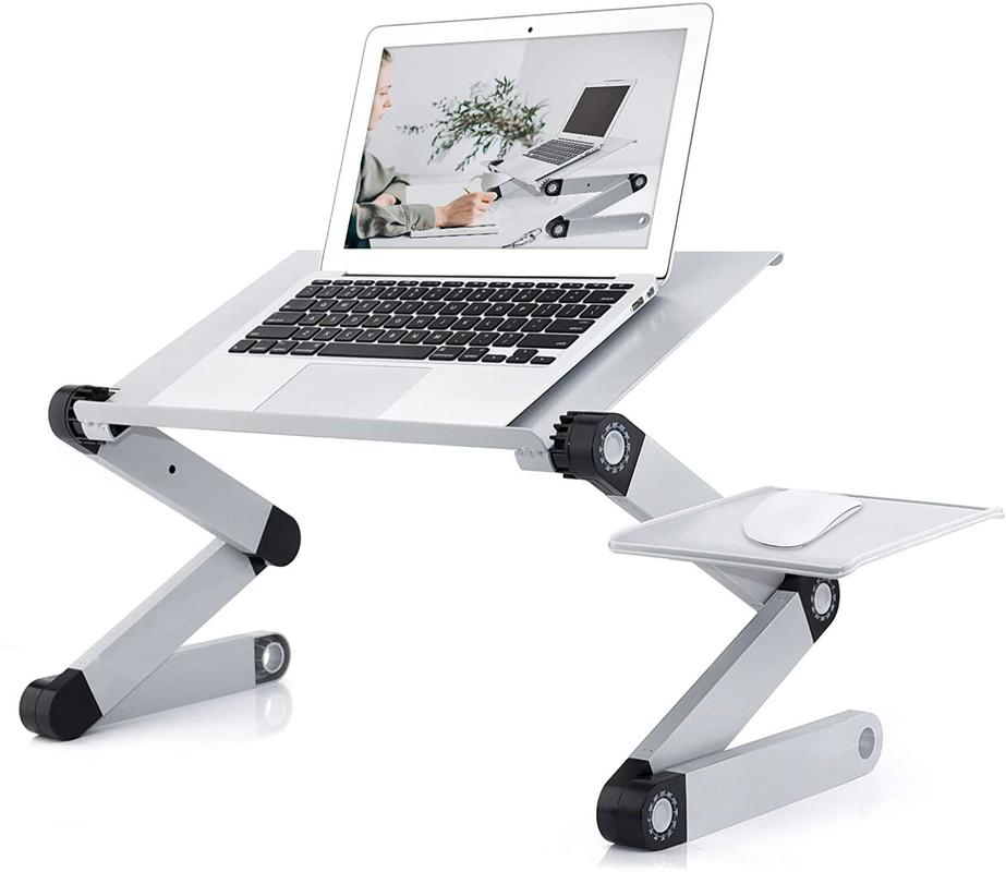 

Aluminum Alloy Folding Laptop Desk Stand, Bed Table Stand, Desk Top Hanging In The Air, Adjustable Base Shelf Silver