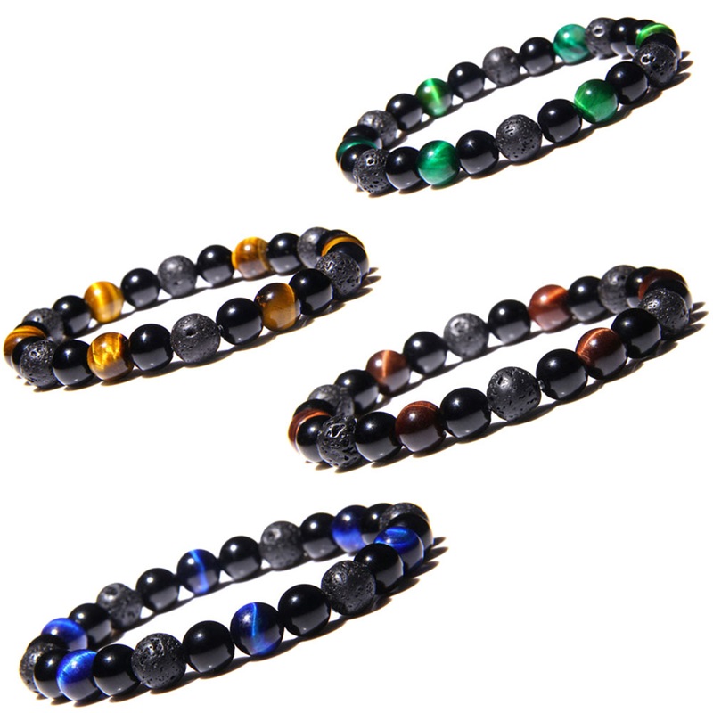 

Natural stone beads bracelets For Women Men Lava Rock Tiger Eye Healing energy beaded chains Bangle Fashion Jewelry Gift 481 Z2