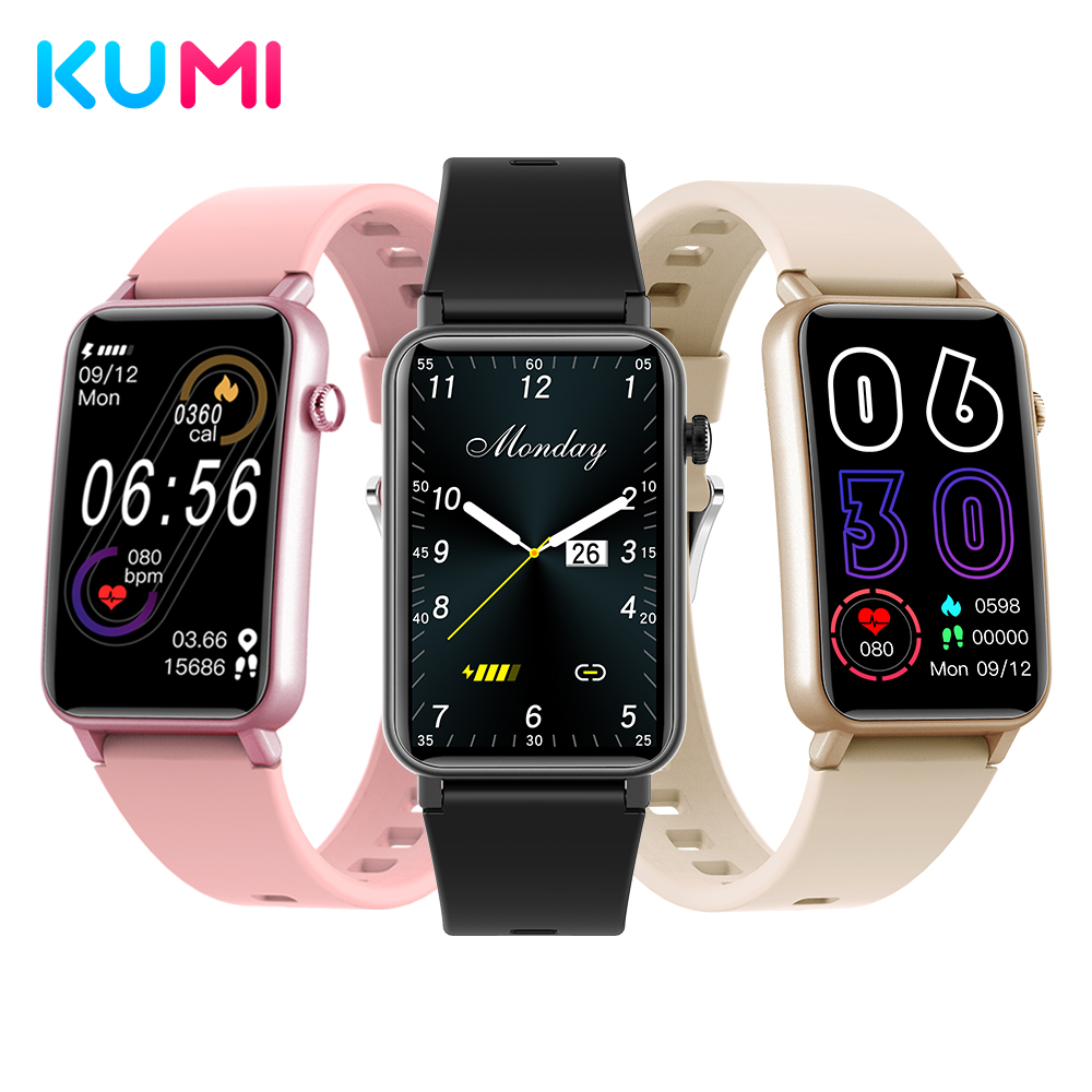 

KUMI U3 1.57 Men Smart Watch Sport Fitness Heart Rate Blood Oxygen Monitor IP68 Waterproof Women Smartwatch for IOS Androidg, Gold