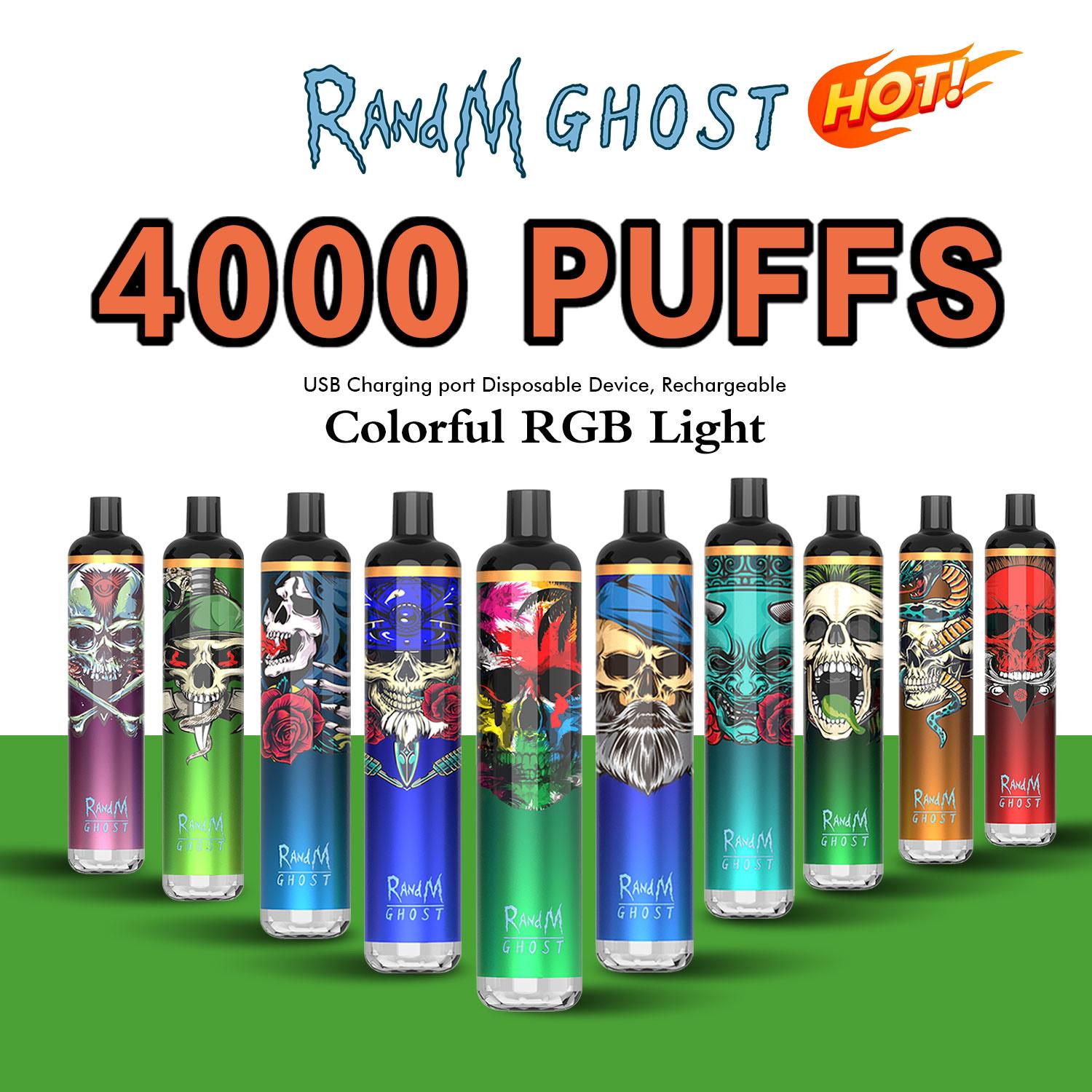 

2021 Original Vape Pen Pod Electronic Cigarette RandM Dazzle Ghost 4000 Puffs bar E-Atomizer Cartridge Multiple Flavors Rechargeable Battery Disposable Device
