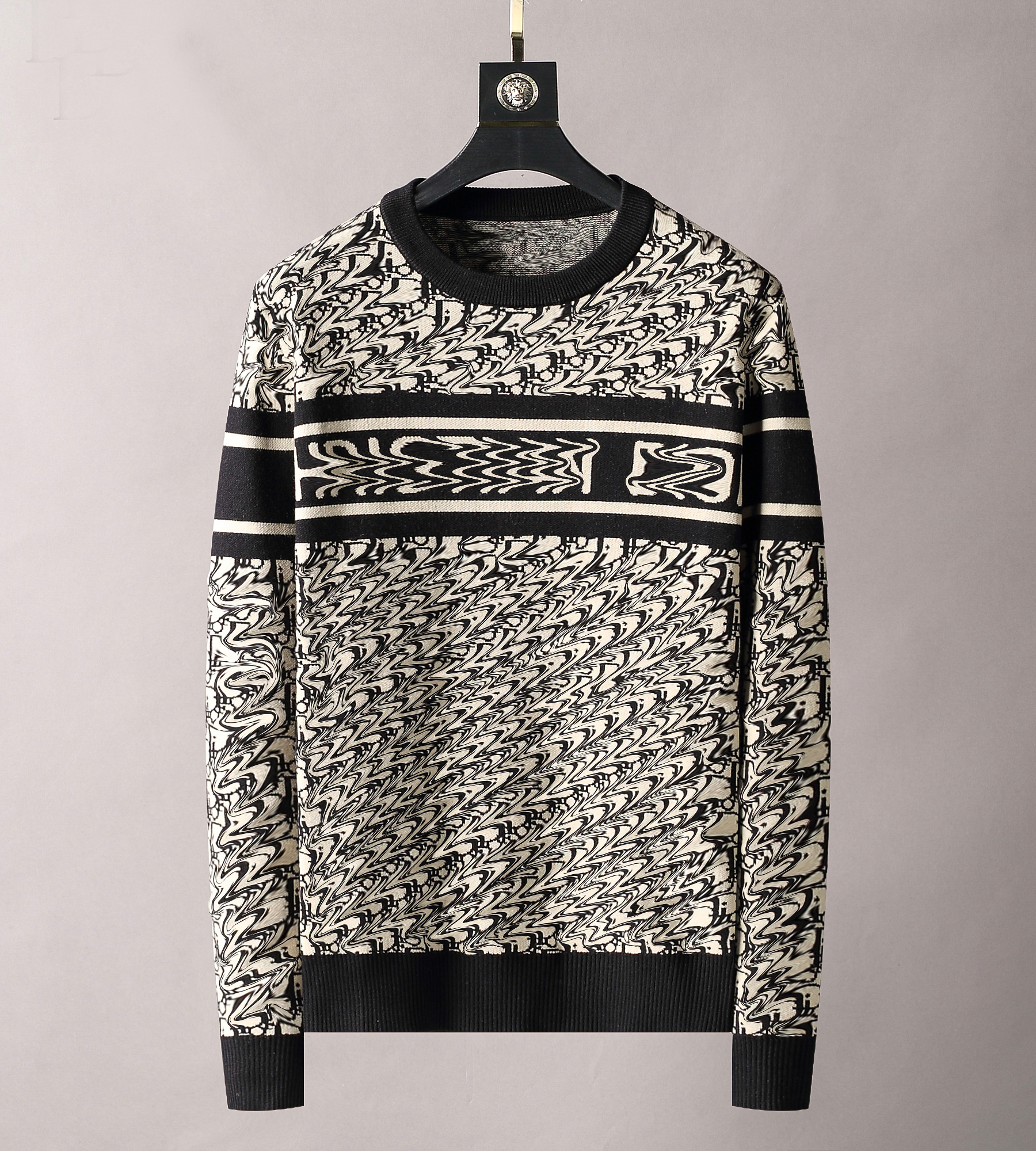 

Mens Fashion Sweaters Classic Horse Pattern Pullovers British Style Casual Sweater with Stripe Printing 2021 Autumn