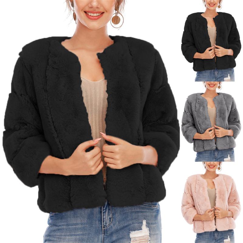 

Women's Trench Coats Women Solid Coat Plus Size Short Faux Warm Furry Fashion Jacket Long Sleeve And Soft Outerwear, Tan;black