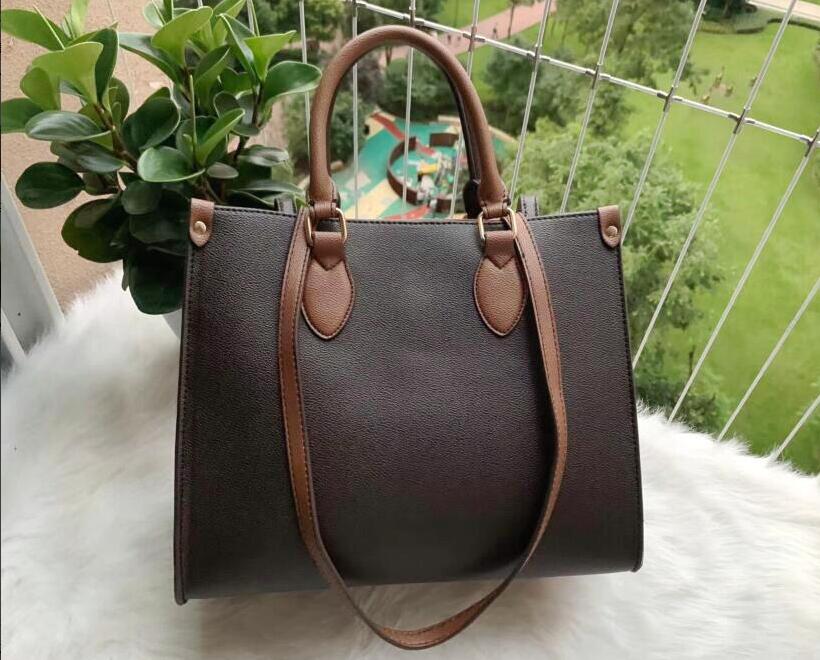 

Women ONTHEGO Printed embossing GM Designers tote bags M45321 High Quality Ladies Shoulder handbags Patent Leather Evening shopping Bags, Black embossed