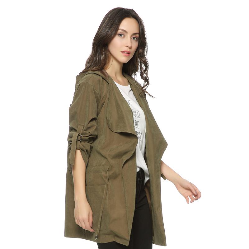 

Women' Trench Coats La MaxZa 2021 Autumn Winter For Women Pure Color With Hat Long Sleeves Elegant Coat Clothes 102001, Black