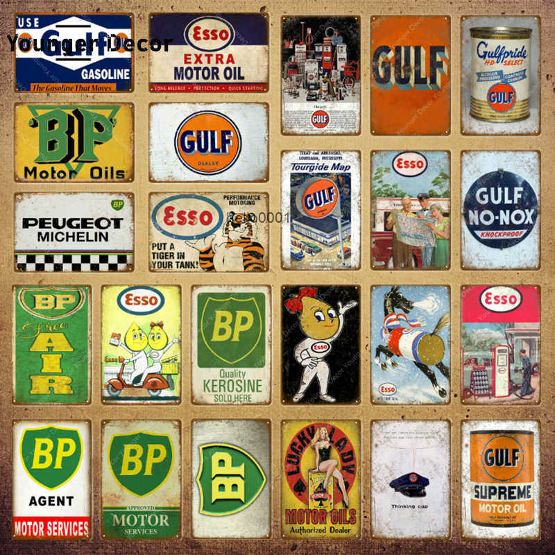 

Motor Oil Gulf Metal Tin Signs Vintage Poster Motorcycles Car Gas Station Garage Decor Wall Art Painting Plaque YI-188
