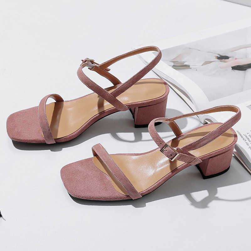 

Fashion New Women Sandals Low Heel buckle sandal Simple Summer Shoes Gladiator Casual Sandal Narrow Band zapatos mujer Shoes 31 Y0721, Pink