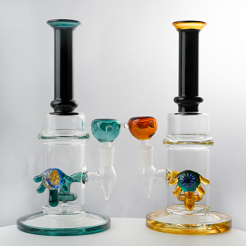 

Hookahs 10 Inch Glass Beaker Bong Straight Type Oli Dab Rigs Showerhead Perc Thick Water Pipes 14.5 mm Female Joint Bongs with Bowl CS1223