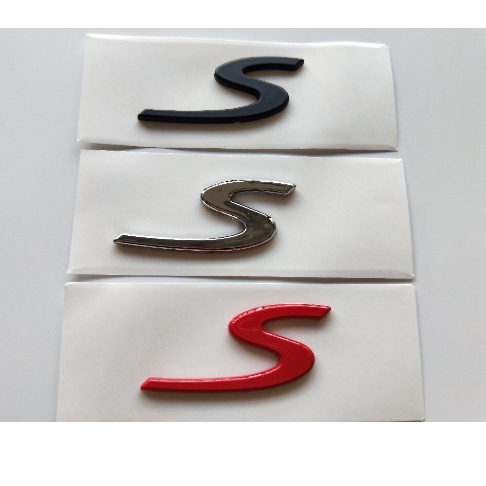 

Chrome Black Red Letters " S " Words Car Trunk Lids Lip Front Badge Emblem Emblems Badges Sticker Decal, Colour
