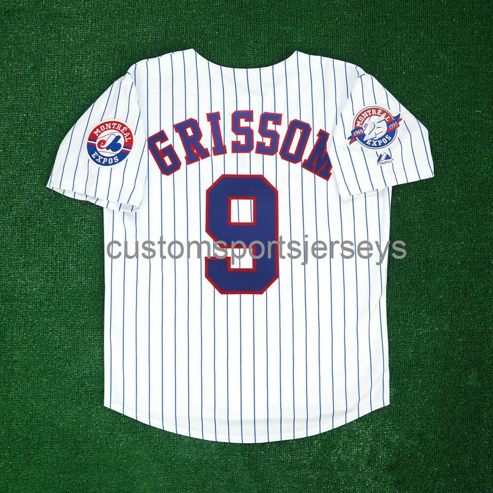 

Men Women Youth Embroidery Marquis Grissom Mont Expos 1993 Home w/ 25th Anniv Patch White Jersey All Sizes