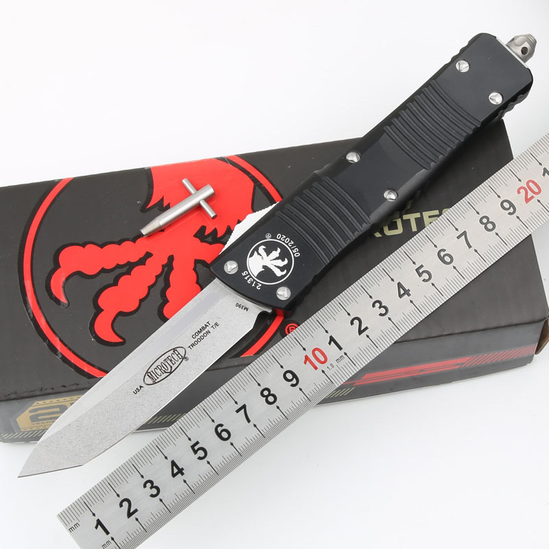

Microtech COMBAT TROODN automatic knife Tanto D2 blade T6-6061 aluminum alloy handle tactical Outdoor camping to survive knives EDC tool