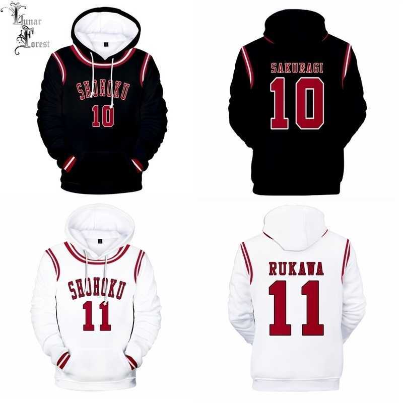 

slamdunk team uniform 3d printing men/women autumn fashion japanese anime hoodies sweatshirt long sleeves pollover plus size, Black