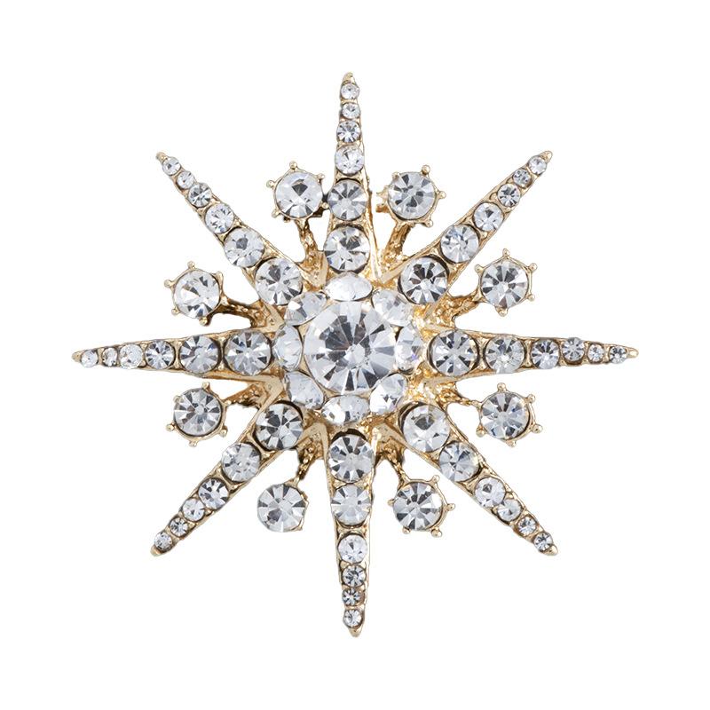 

Pins, Brooches High-end Rhinestone Star Brooch Sparkling Crystal Snowflake Lapel Pin Fashion Jewelry For Women Christmas Gift