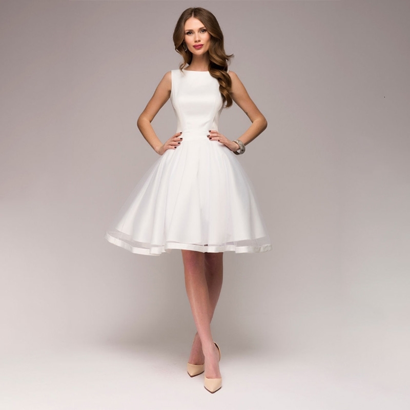 Casual Dresses Vintage White Lace Satin Fluffy Woman O-neck Sleeveless Elegant High Waisted Night Party Dress Vestidos WMPS-image-704913121