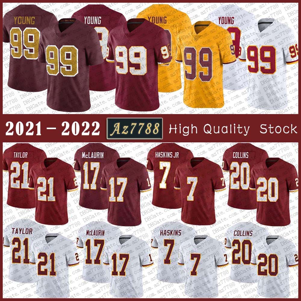 

WAS 99 Chase Young Football jersey 17 Terry McLaurin 21 Sean Taylor 7 Dwayne Haskins Jr Mens High quality Stitched jerseys, Picture