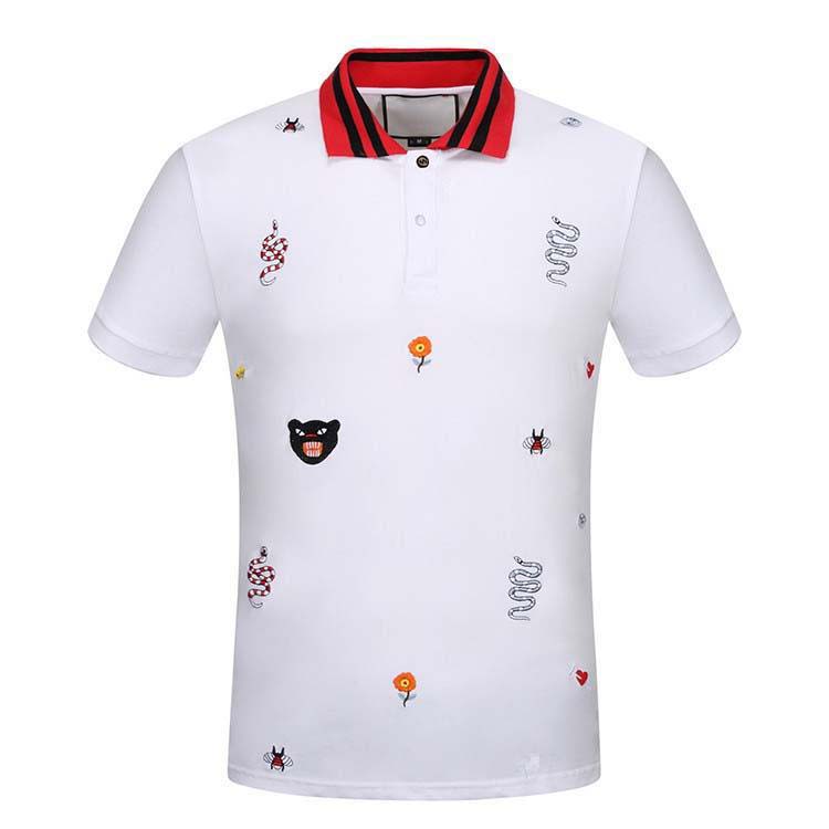 

New Designer Polo Shirts Men Luxury Polo Casual Men Polo T Shirt Snake Bee Letter Print Embroidery Fashion High Street Mens Polos