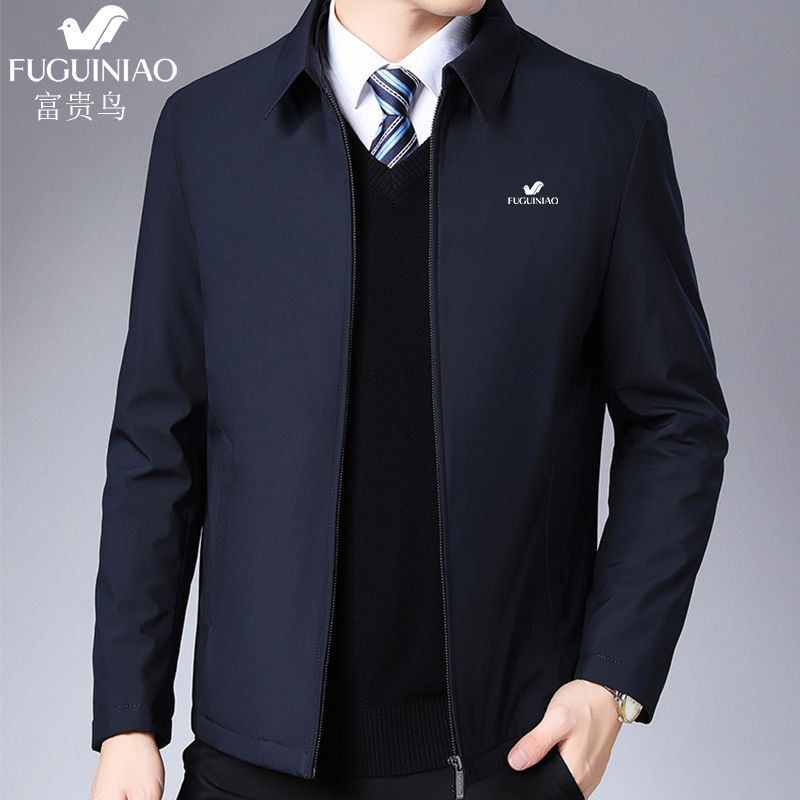 

Bird Rich Men's Coat Father's Lapel Jacket in Spring and Autumn, 766 navy spring and autumn