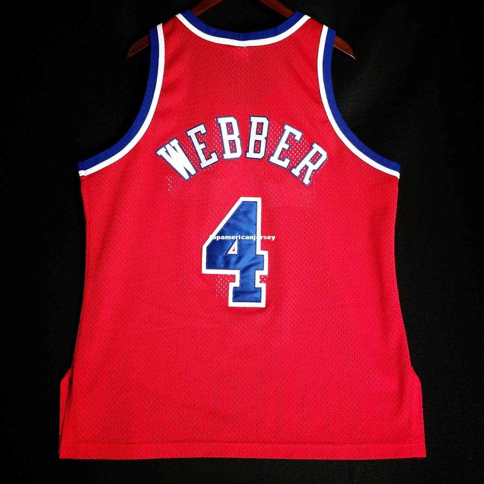 

100% Stitched Chris Webber Champion Bullets Jersey  Mens Vest Size XS-6XL Stitched basketball Jerseys Ncaa, Red