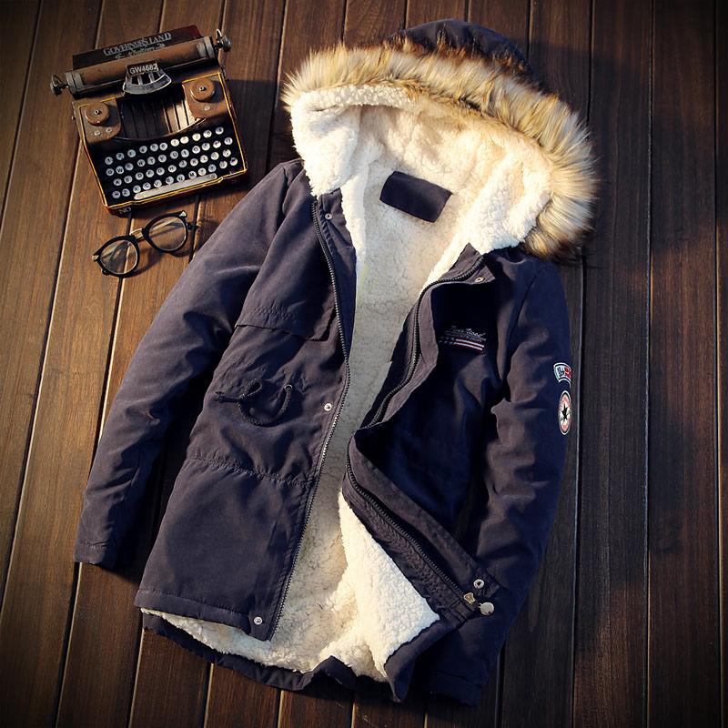 

Men's Jackets 2022 Mens Winter Warm Thick Thermal Military Army Flight Fleece Lined Trench Long And Coats With Fur Hood, Black;brown