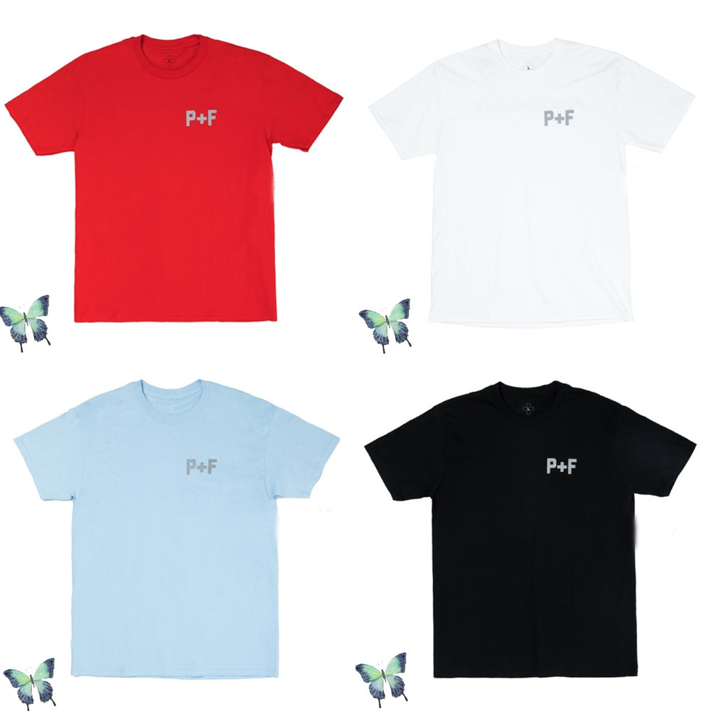 

P+F 3M Reflective T Shirt Places Faces High Quality Solid Color T-shirt Men Women Fashion Casual T-shirt Places+faces T-shirts X0726, Red
