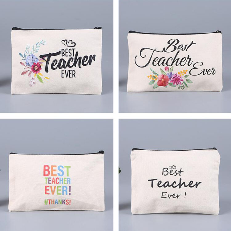 

Sublimation Blank Cosmetic Bags Canvas Zipper Pencil Cases Customized Women Makeup Bag Fashion Handbag Pouchs Bags