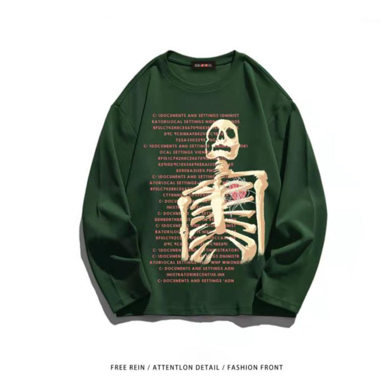 

Men's T-Shirts Boutique Couple's Skull Printed Cotton Long Sleeved T-shirt, Fashionable, Comfortable, Loose And Versatile Punk Style Pullove