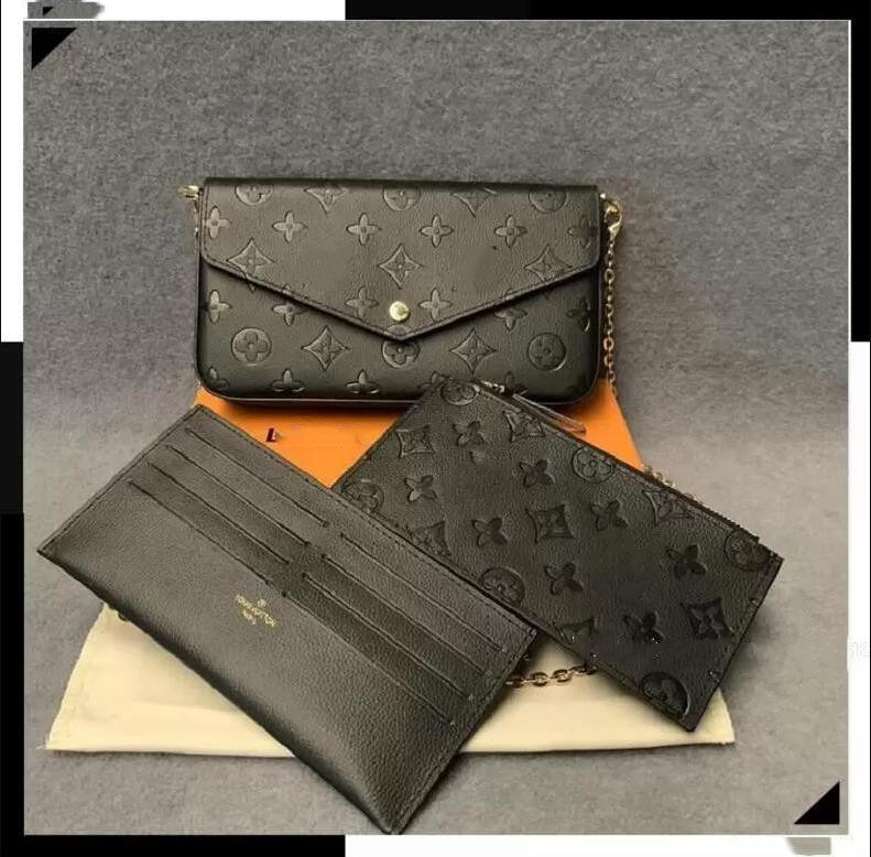 

3 pice Set women Crossbody bags LOUIINGS wallet Multi Pochette Accessori Messenger bag VUTTON Genuine leather Designer handbag