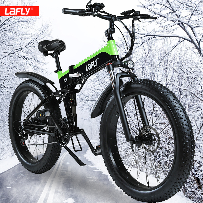 

lafly 1000w electric bike level folding ebike snow bicycle mountain bike beach 4.0 fat tire 48v electric bicycle x-5 plus, Silver;blue