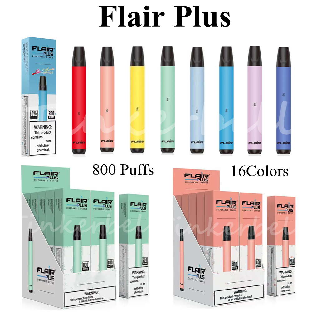 

Flair Plus Disposable Vape Pen 800 Puffs Electronic Cigarettes 16colors 550mAh Battery 3.5ml Pod Prefilled Cartridge Empty VS Puff Bar Bang XXL