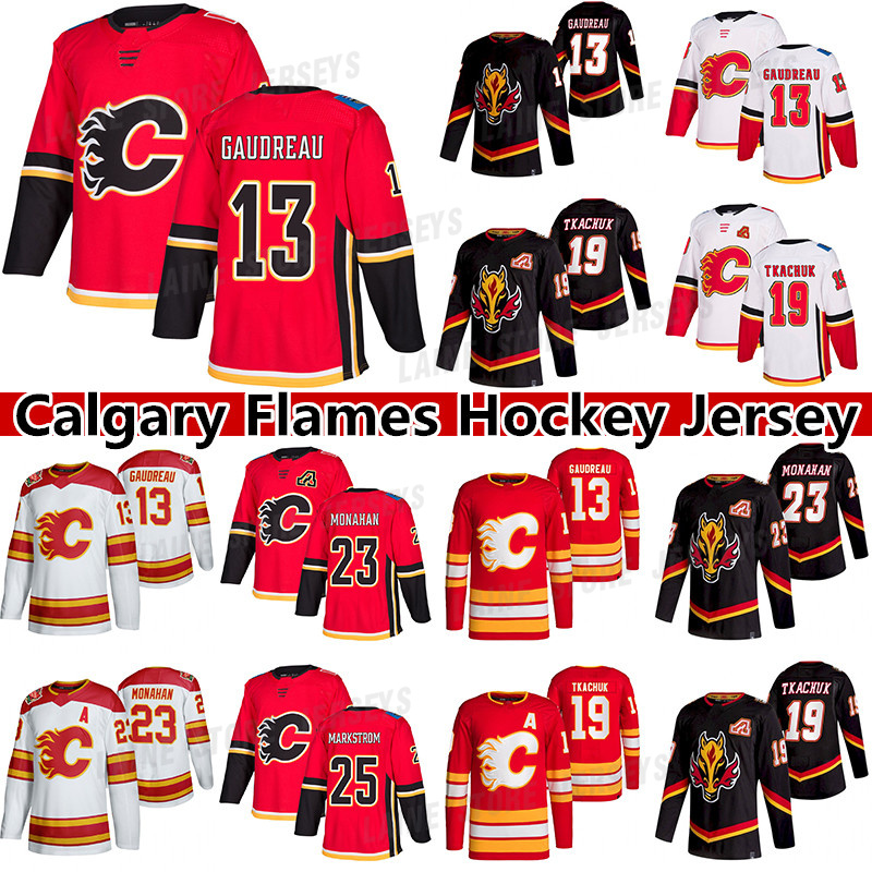 

Calgary Flames Jersey 13 Johnny Gaudreau 23 Sean Monahan 25 Jacob Markstrom 19 Matthew Tkachuk hocekey jerseys, Red